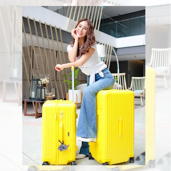 กระเป๋าเดินทางสีเหลือง 25นิ้ว และ30นิ้ว ทรงtrunk 