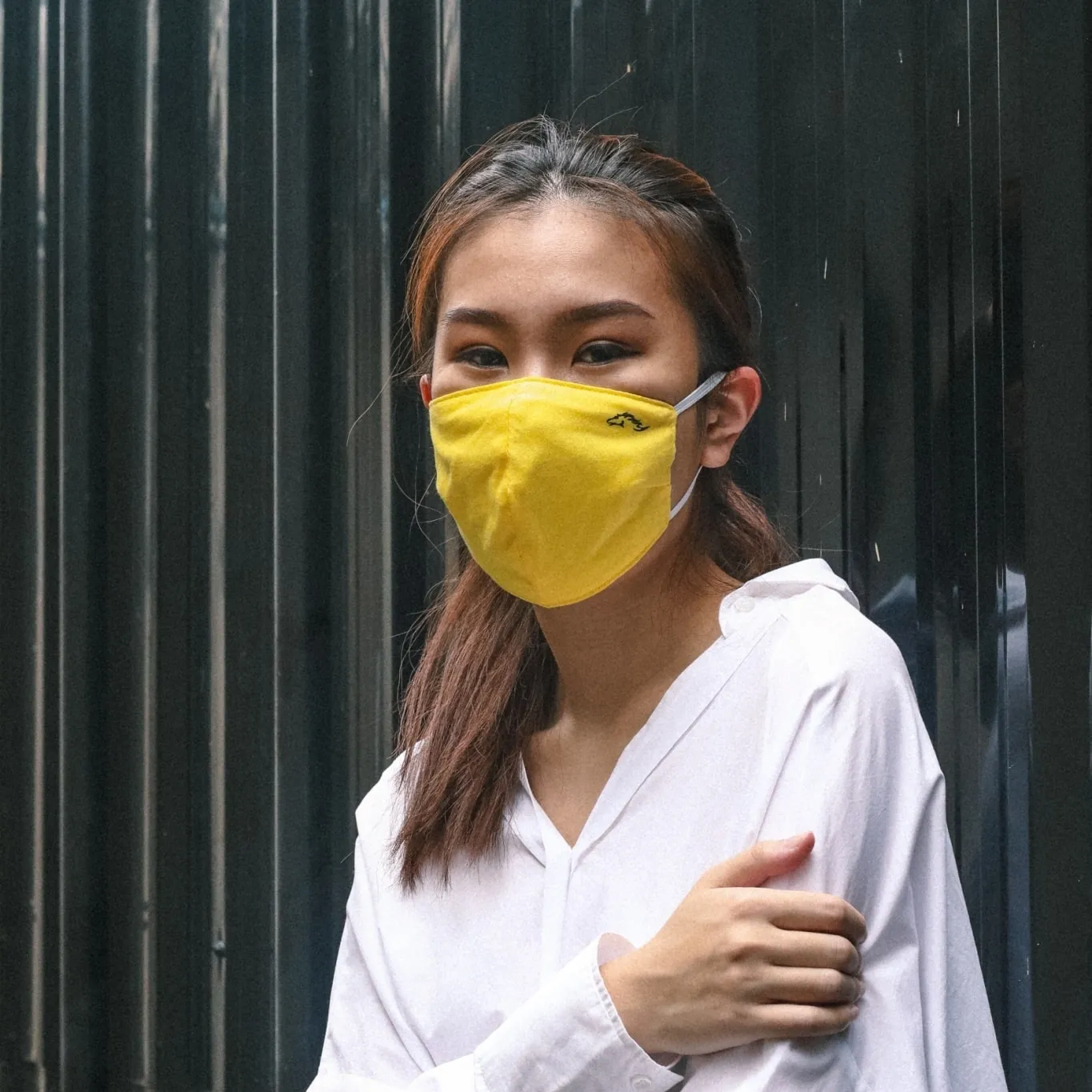 หน้ากากผ้า แมสผ้า สีเหลือง แบรนด์pegasus