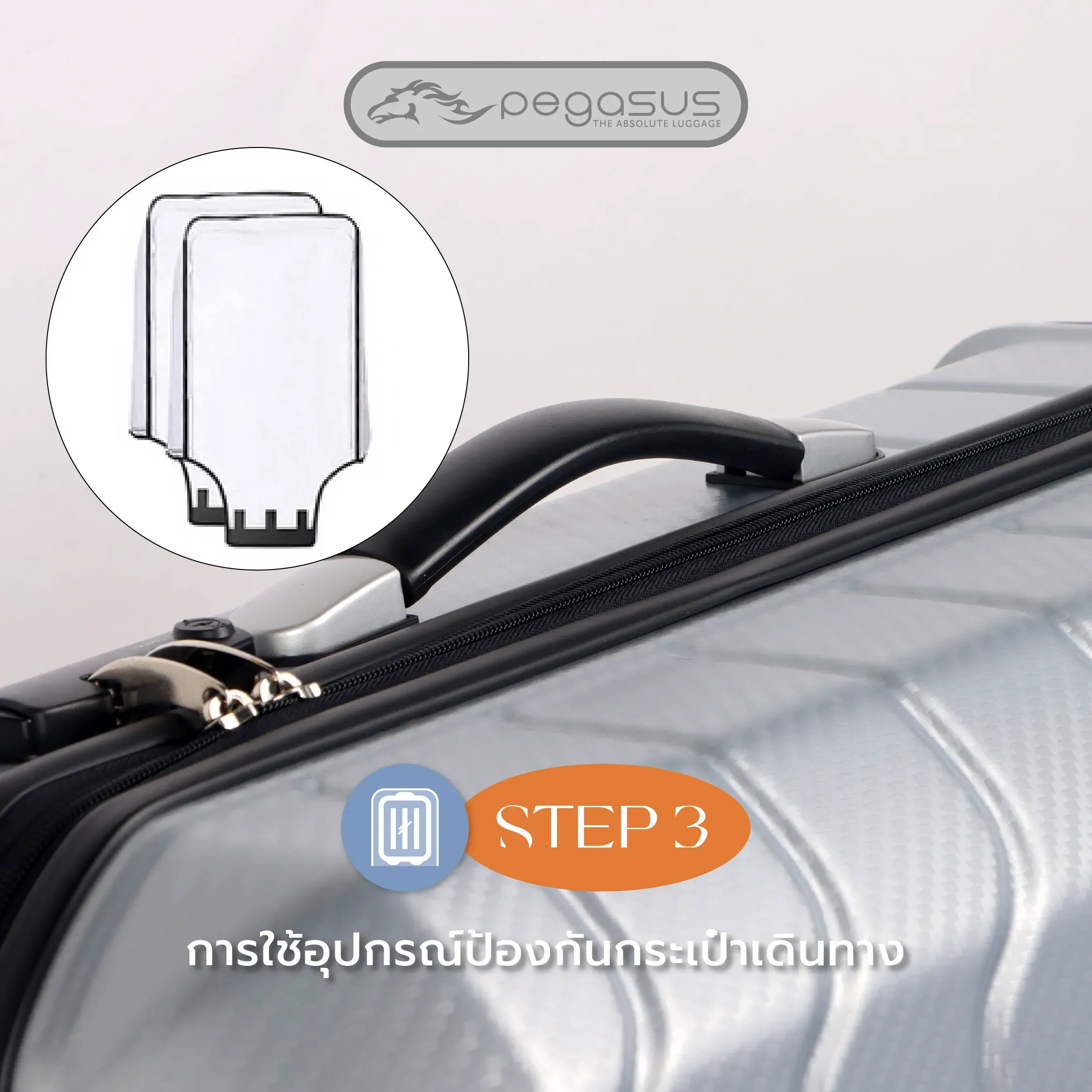 วิธีการทําความสะอาดกระเป๋าเดินทาง ขั้นตอนที่3 การใช้อุปกรณ์ป้องกันกระเป๋าเดินทางทาง (ถุงคลุม)