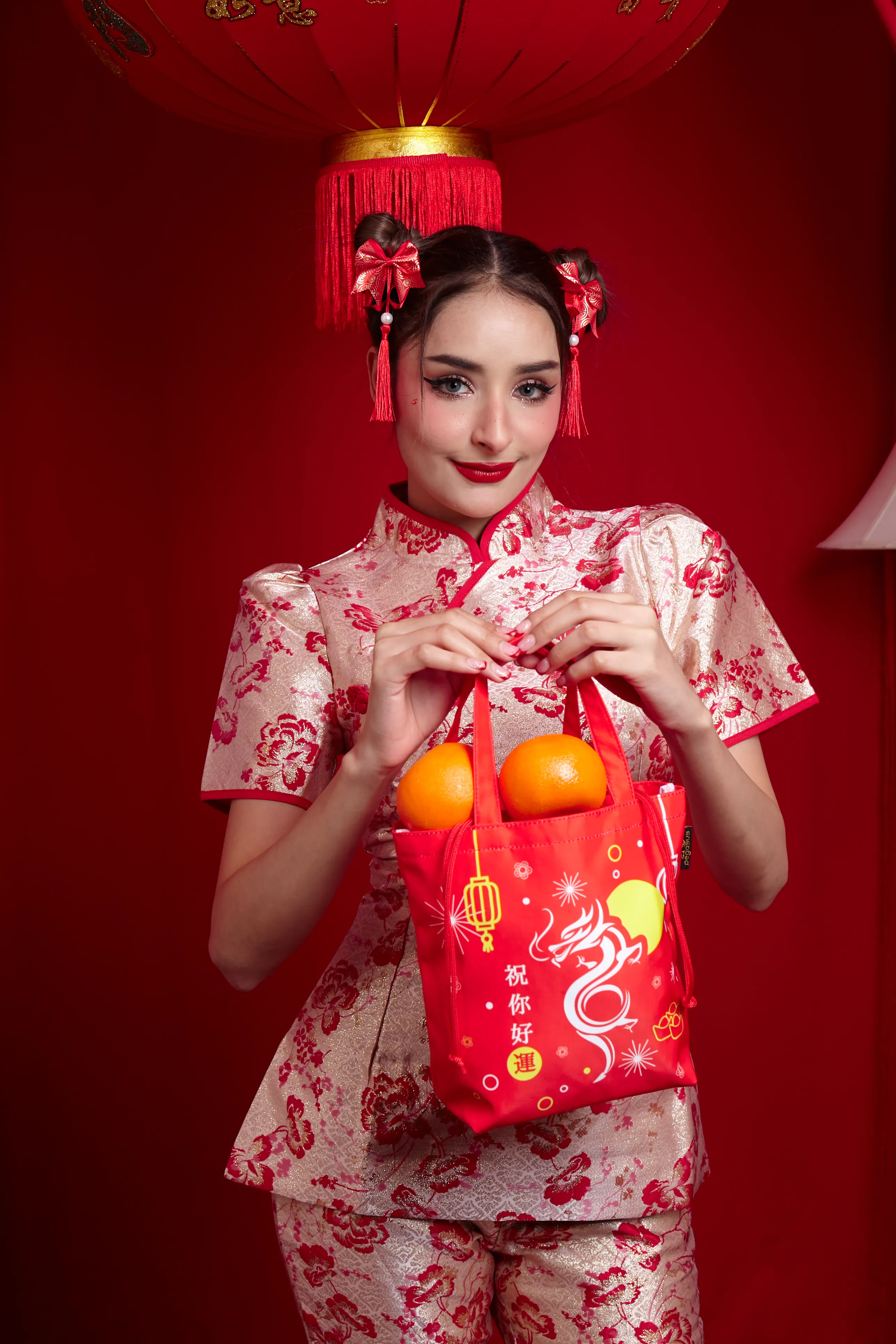 Lucky Bag CNY2024 ถุงส้ม หูรูด สีแดง