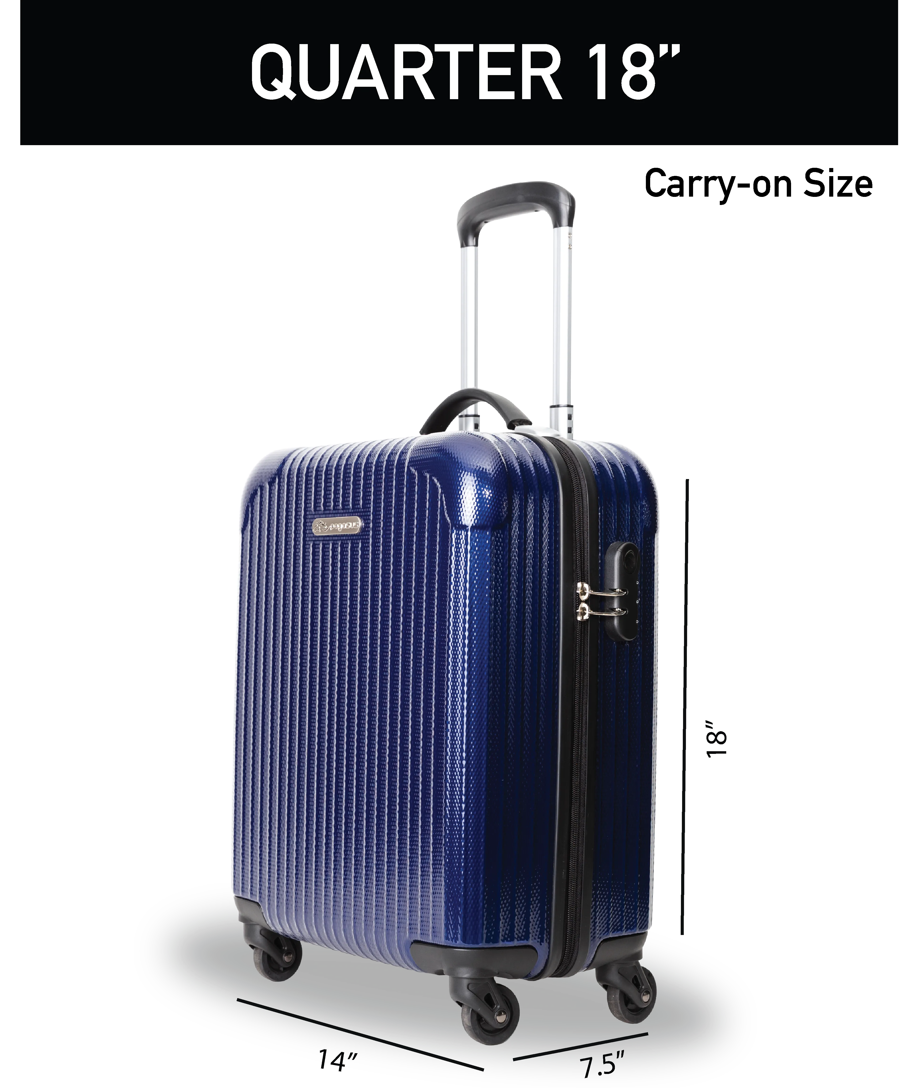 กระเป๋าเดินทางล้อลาก18นิ้ว สีกรมแบรนด์pegasus รุ่น quarter