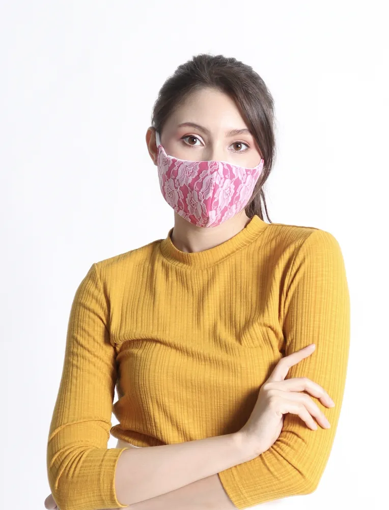 [ 1 เเถม 1 ] หน้ากากผ้ามัสลิน ลายลูกไม้ 4ชั้น ชั้นในซับด้วยผ้ามัสลิน 2ชั้น ซักได้ มีช่องใส่ฟิลเตอร์