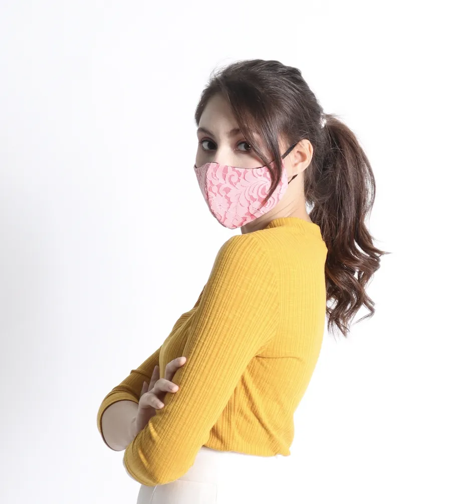 [ 1 เเถม 1 ] หน้ากากผ้ามัสลิน ลายลูกไม้ 4ชั้น ชั้นในซับด้วยผ้ามัสลิน 2ชั้น ซักได้ มีช่องใส่ฟิลเตอร์