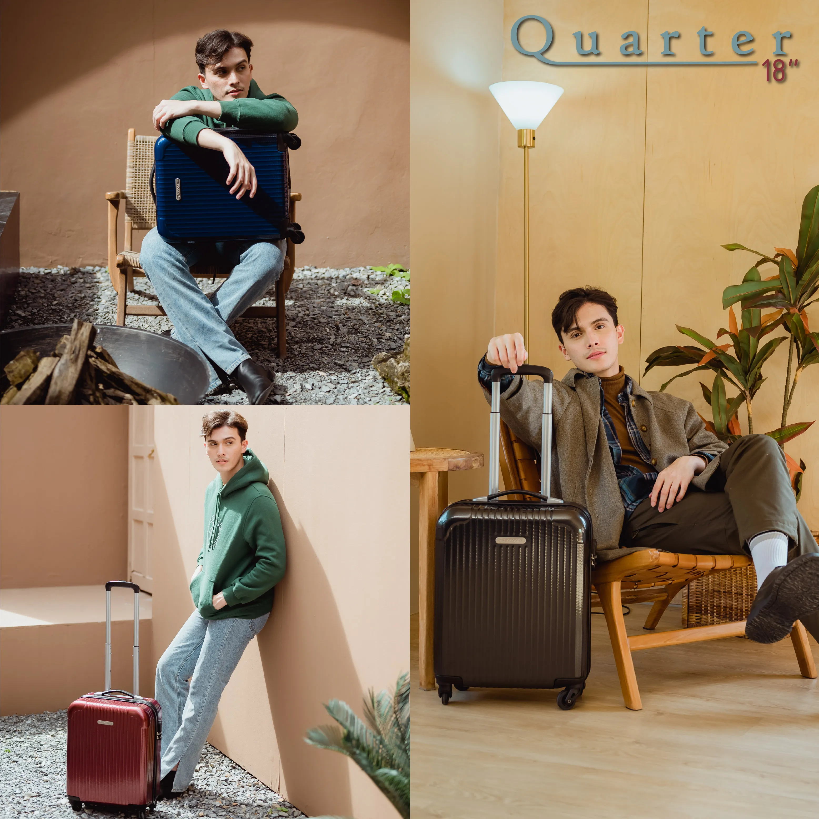 กระเป๋าเดินทางล้อลากขนาด 18 นิ้ว สีดำ รุ่น Quarter