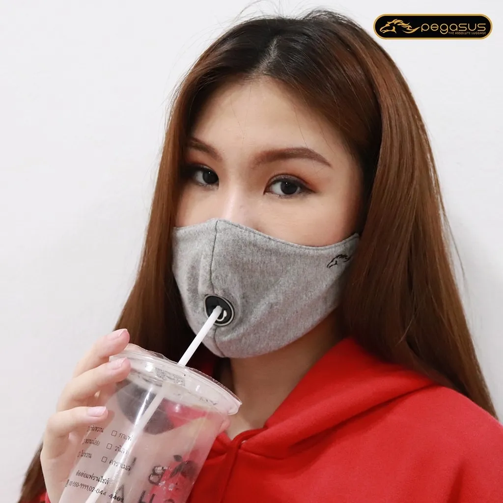 ผ้าปิดจมูก ดูดน้ำได้โดยไม่ต้องถอดผ้าปิดจมูก Pegasus Juju-Drink Mask