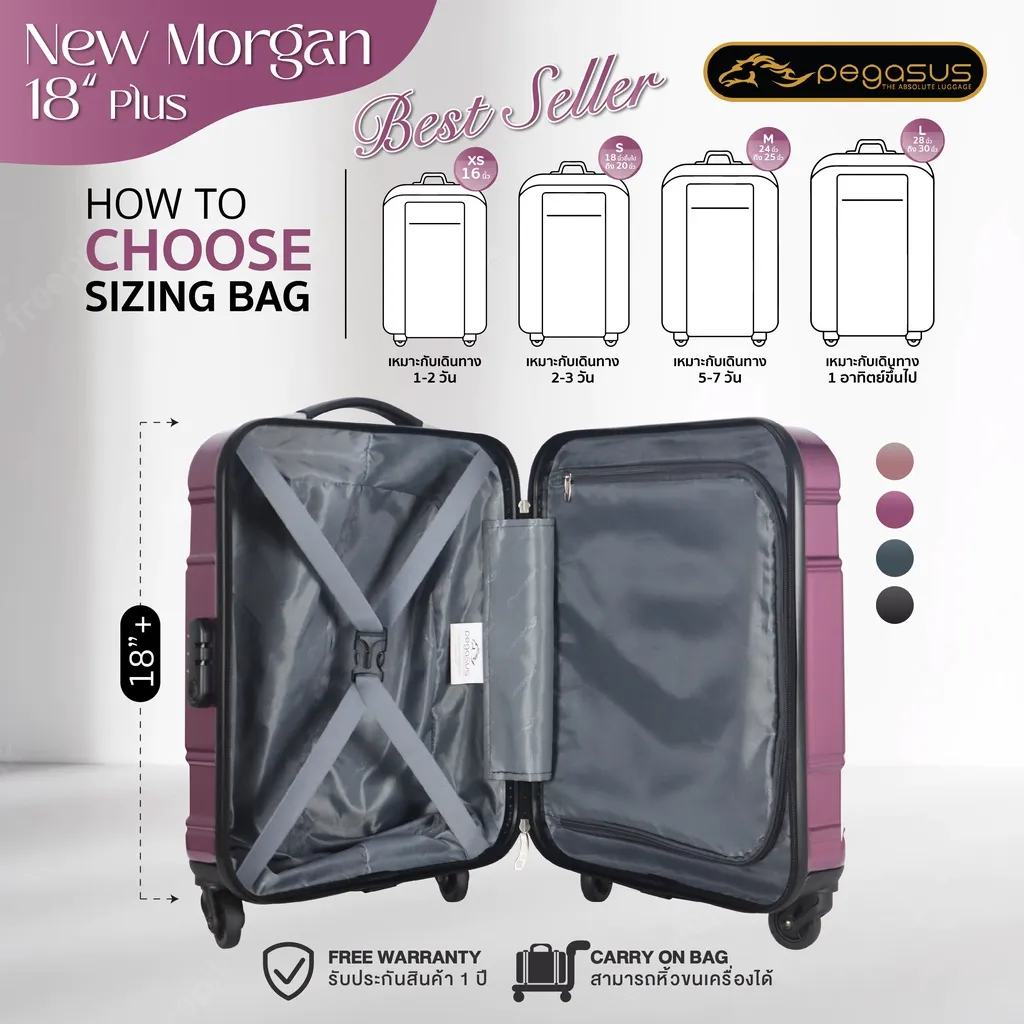 กระเป๋าเดินทางล้อลากขนาด 18 นิ้ว สีน้ำเงิน รุ่น New Morgan