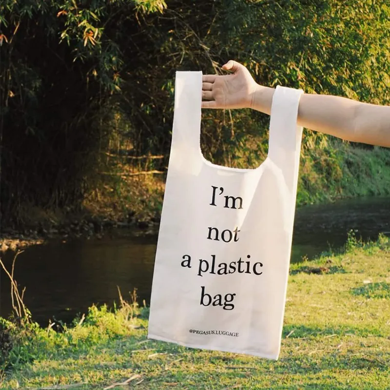 ถุงผ้ารักษ์โลก Shopping Bag สีขาว