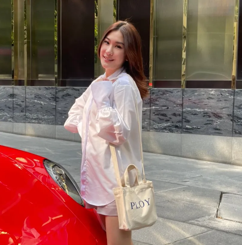 Shopping Bag ใบเล็ก หูหิ้วสีขาว B05