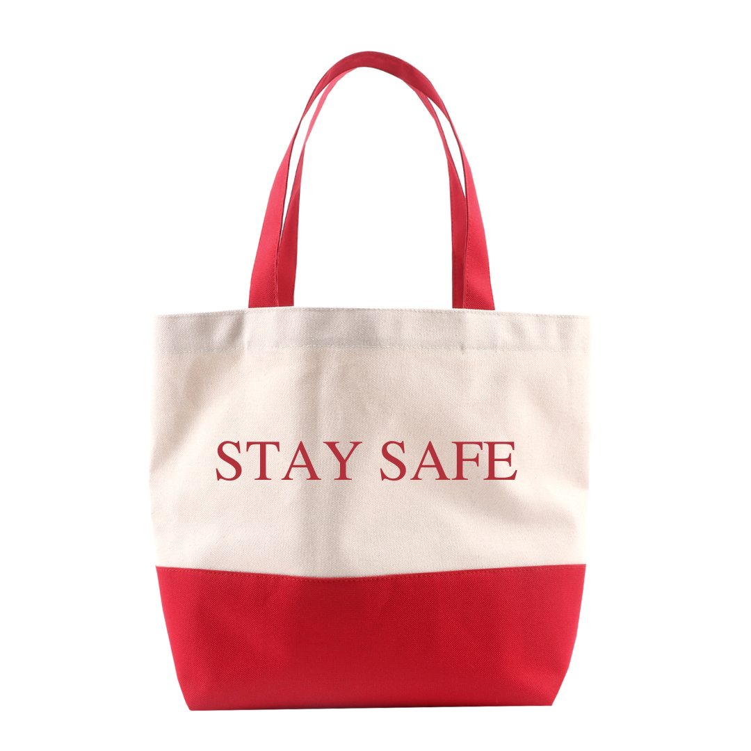 Shopping Bag ใบใหญ่ ฐานแดง สกรีน STAY SAFE