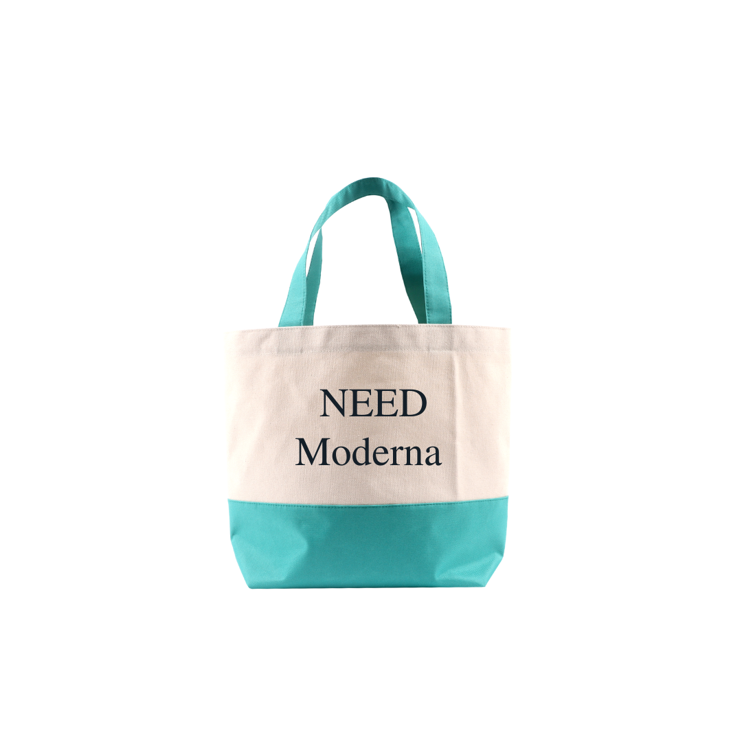 Shopping Bag ใบเล็ก ฐานเขียว สกรีน NEED Moderna