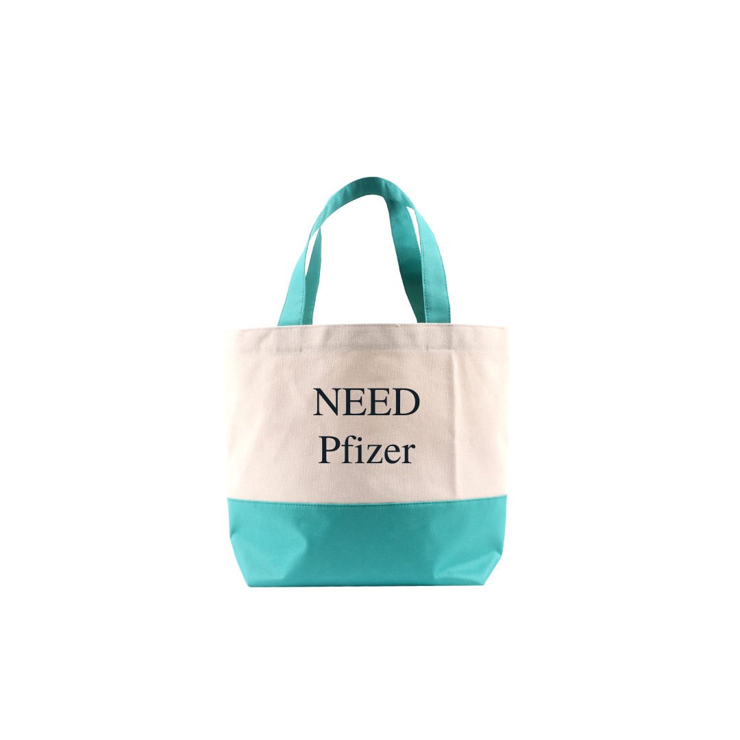 Shopping Bag ใบเล็ก ฐานเขียว สกรีน NEED Pfizer