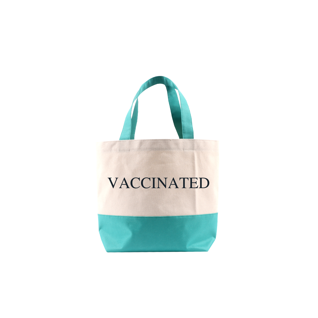 Shopping Bag ใบเล็ก ฐานเขียว สกรีน Vaccinated